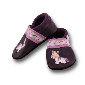 Krabbelschuhe Einhorn auf darkviolett